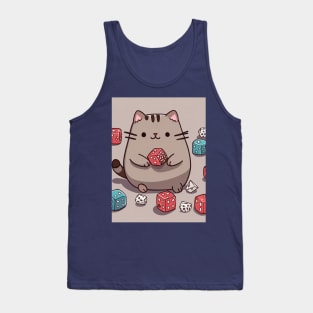 Cute pusheen cat playing with dice Tank Top